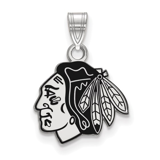 Sterling Silver NHL Chicago Blackhawks Enamel Pendant Sterling Silver NHL Chicago Blackhawks Enamel Pendant